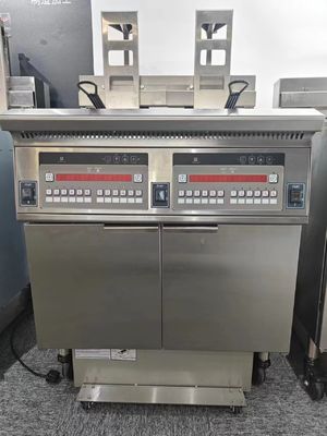 オートリフト 電動 ダブルポット 28KW チップス オイルフィルターシステム付き フライヤー